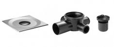 Unidrain Kvadrat Armatur - lavt udl�bshus, vandret udl�b � 75 mm