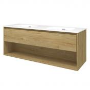 Sanibell Proline 140 m�bels�t m/1 skuffe, hylde og dobbeltvask - Ideal eg