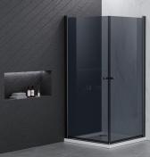 Nortiq brusehjørne 90x90 - Mørkt glas/mat sort