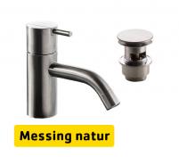 Vola HV1 h�ndvaskarmatur m/push-open bundventil - Messing natur