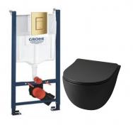 Lavabo File 2.0 RIMless Mat sort toiletpakke inkl. s�de/soft-close, cisterne og messing betjening