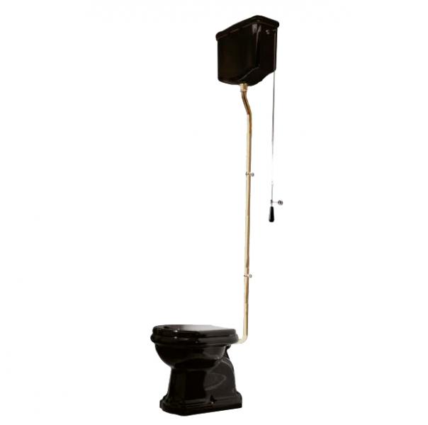 Lavabo Retro HIGH toilet med messing rør og S-lås - Blank Sort Lavabo Retro HIGH toilet med messing rør og S-lås - Blank Sort