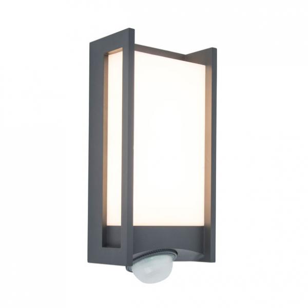 Lutec Architectural Qubo udend&oslash;rslampe til v&aelig;g m/PIR-sensor