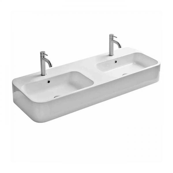 Lavabo Cosa 120 dobbelt håndvask t/væg eller bord - 2 hanehuller Lavabo Cosa 120 dobbelt håndvask t/væg eller bord - 2 hanehuller
