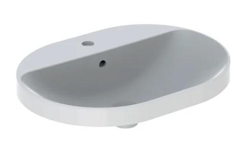 Geberit Variform 60 ellipse h&aring;ndvask m/bagkant t/nedf&aelig;ldning - 1 hanehul