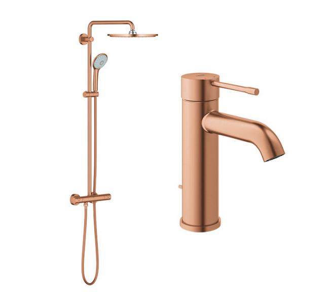 Grohe Essence & Euphoria komplet pakke til bad - B&oslash;rstet Warm Sunset