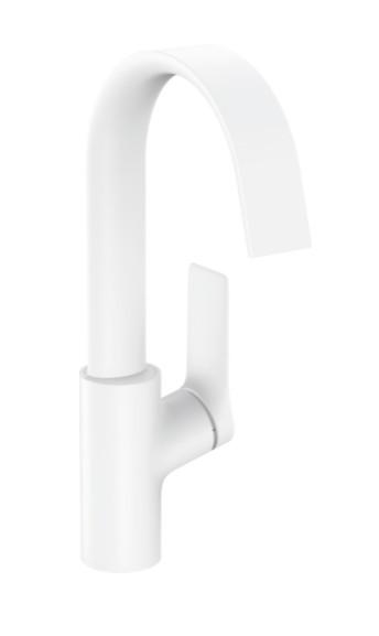 Hansgrohe Vivenis 210 h&aring;ndvaskarmatur m/svingtud og l&oslash;ft-op bundventil - Mat hvid