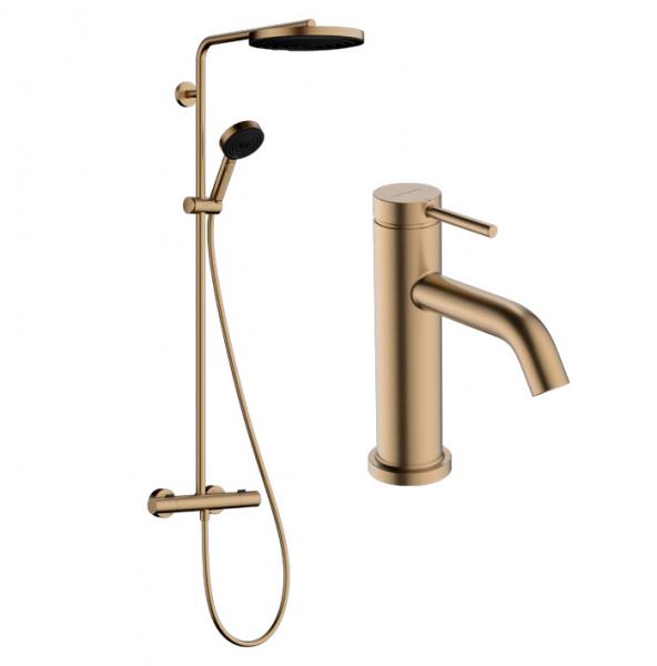 hansgrohe Pulsify S Puro & Tecturis komplet pakke til badev&aelig;relset - B&oslash;rstet bronze