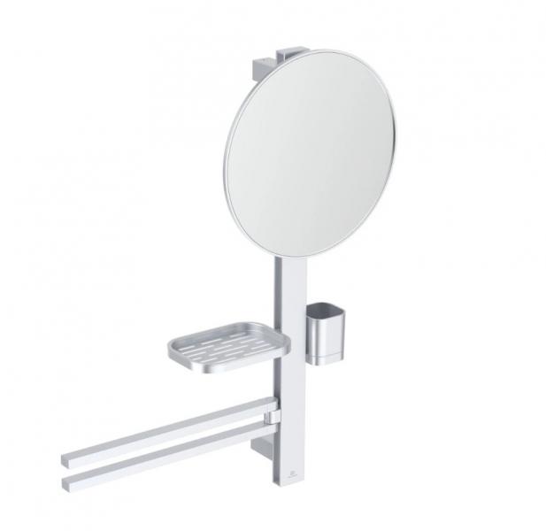 Ideal Standard Alu+ multifunktionelt spejl m/h&aring;ndkl&aelig;deholder - Silver