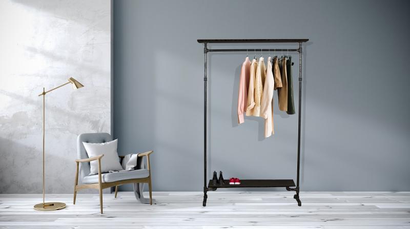 Simple Racks Copenhagen fritst&aring;ende t&oslash;jsystem - 2 hylder - Sort tr&aelig;