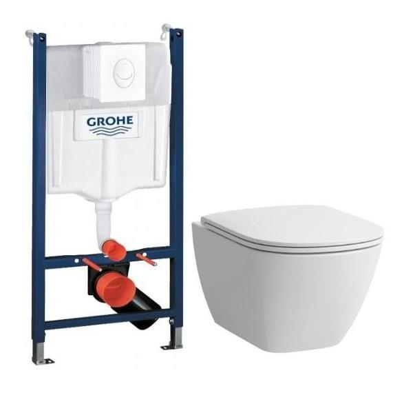 Laufen Lua RIMless toiletpakke inkl. s&aelig;de m/soft-close, cisterne og hvid betjening