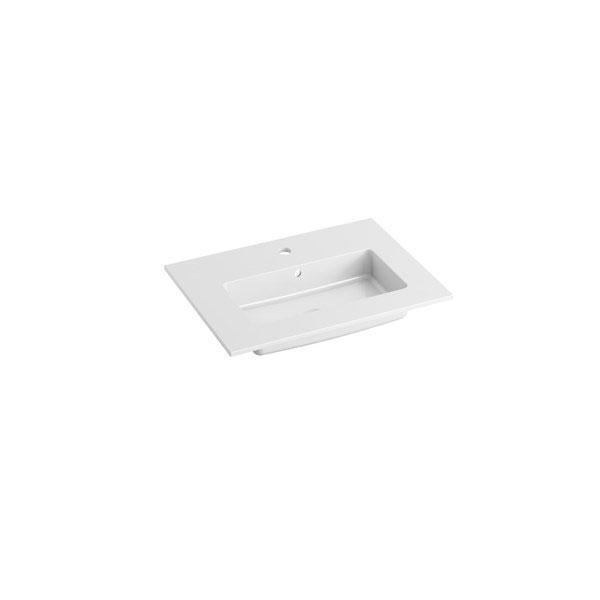 Str&oslash;mberg Reno 61 m&oslash;belvask i Solid Surface - Mat hvid - 1 hanehul