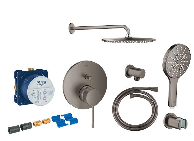 Grohe Essence komplet brusesystem m/Rainshower 310 og SmartActive t/indbygning - B&oslash;rstet hard graphite