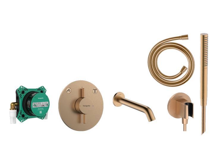 hansgrohe DuoTurn Tecturis komplet badekararmatur t/indbygning - B&oslash;rstet bronze
