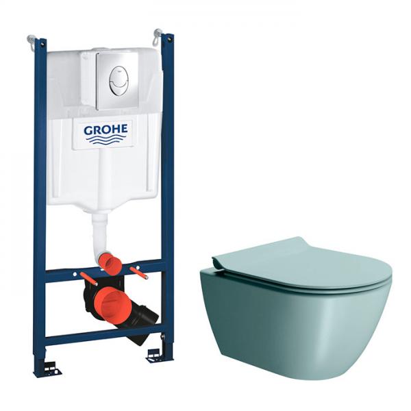 GSI Pura Ghiaccio 50 toiletpakke inkl. s&aelig;de m. softclose, cisterne og krom betjening