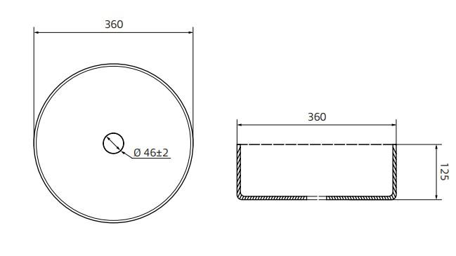 Hafa Circle &Oslash;36 fritst&aring;ende bowlevask - Uden overl&oslash;b - Mat sort
