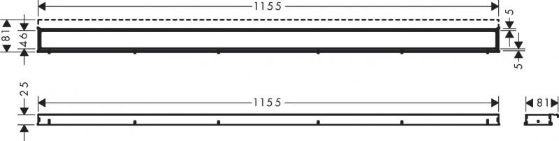 Hansgrohe RainDrain Match Kappes&aelig;t - 120 cm - Mat sort