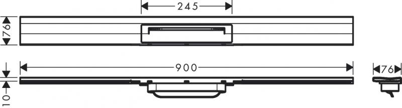 Hansgrohe RainDrain Flex afl&oslash;b (kan afkortes) t/bagv&aelig;g - 90 - Mat sort