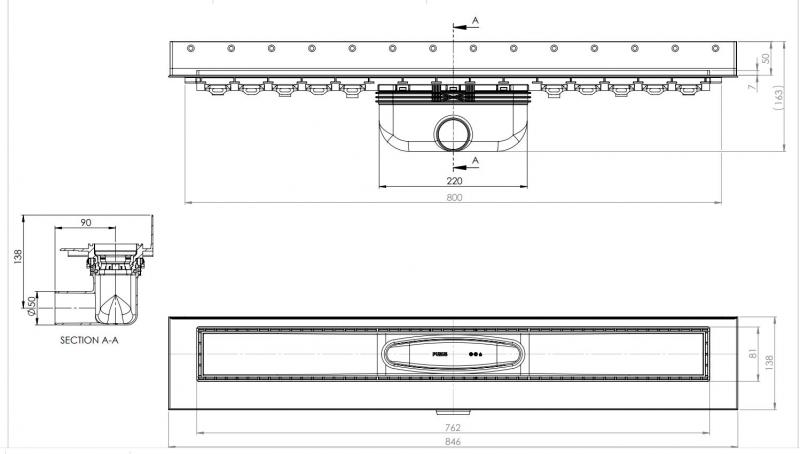 Purus Line STEEL afl&oslash;bspakke 800 mm - vandret - Sort
