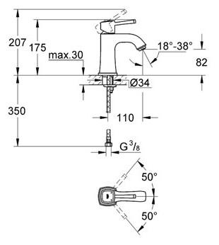 Grohe Grandera M h&aring;ndvaskarmatur - Krom