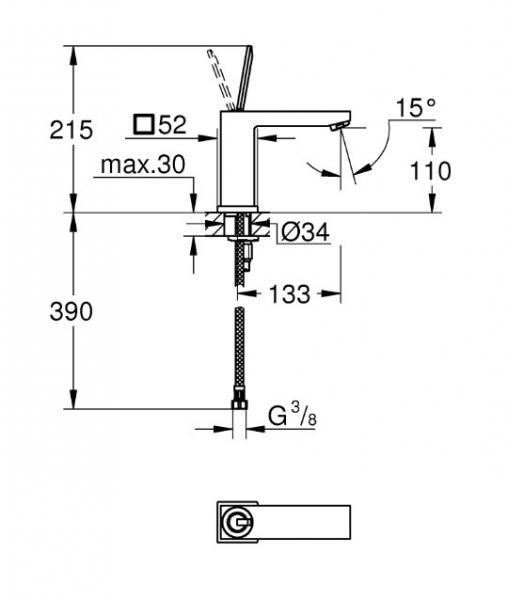 Grohe Eurocube Joy håndvaskarmatur - Krom Grohe Eurocube Joy håndvaskarmatur - Krom