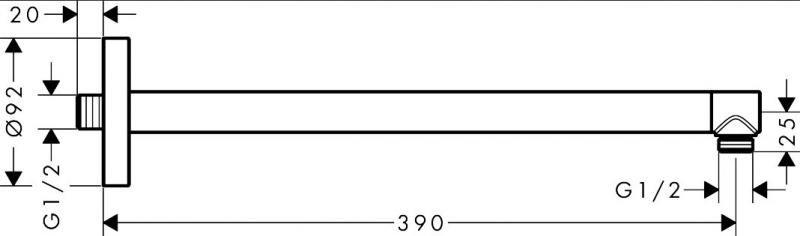 AXOR bruseb&oslash;jning 390 mm - Rustfri st&aring;l-optik