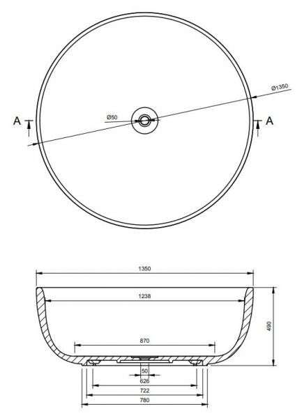 Ideavit Solidround fritst&aring;ende badekar &Oslash;135 cm - Mat hvid