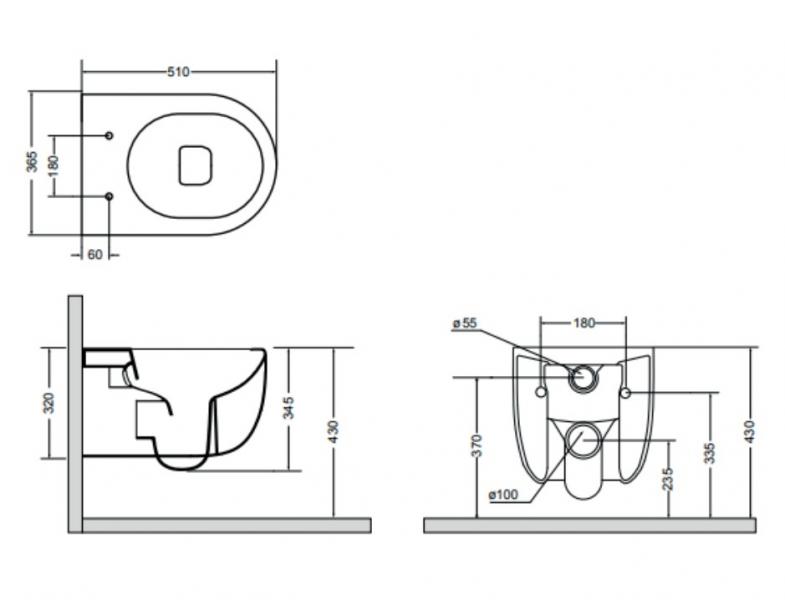 Lavabo Glomp rimless v&aelig;gh&aelig;ngt toilet - Mat gr&aring;