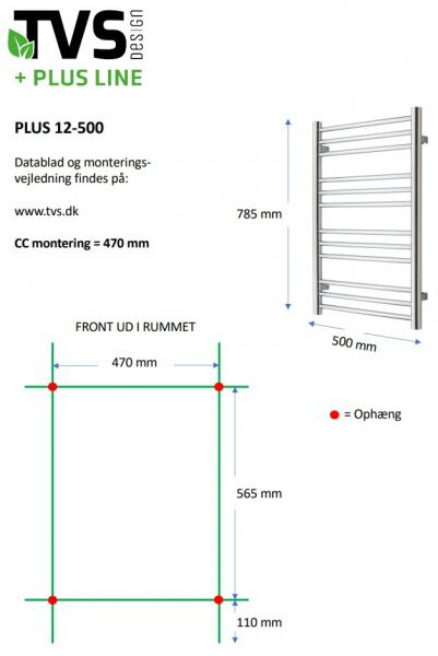 TVS Plus 12 h&aring;ndkl&aelig;det&oslash;rrer 50x78,5 cm - Poleret messing/Guld