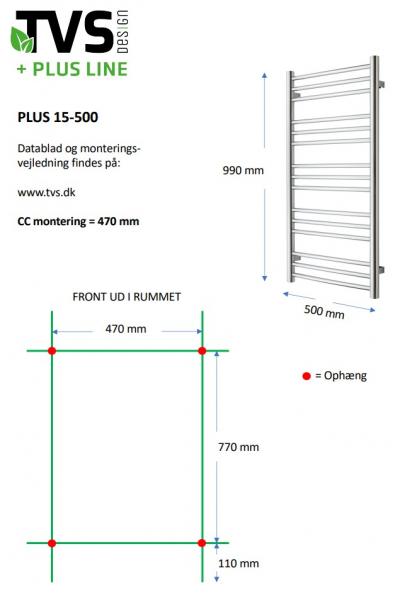 TVS Plus 15 h&aring;ndkl&aelig;det&oslash;rrer - 50x99 cm - Poleret messing/Guld