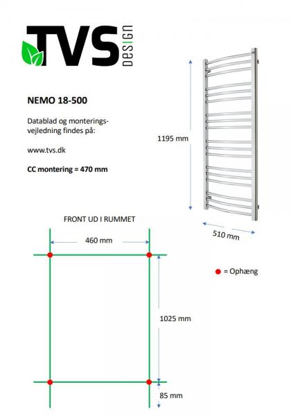 TVS Nemo 18 h&aring;ndkl&aelig;det&oslash;rrer - 51x119,5 cm - Hvid