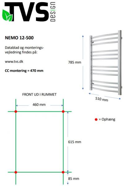 TVS Nemo 12 h&aring;ndkl&aelig;det&oslash;rrer - 51x78,5 cm - Krom