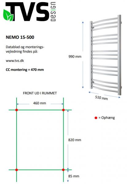 TVS Nemo 15 h&aring;ndkl&aelig;det&oslash;rrer - 51x99 cm - Hvid