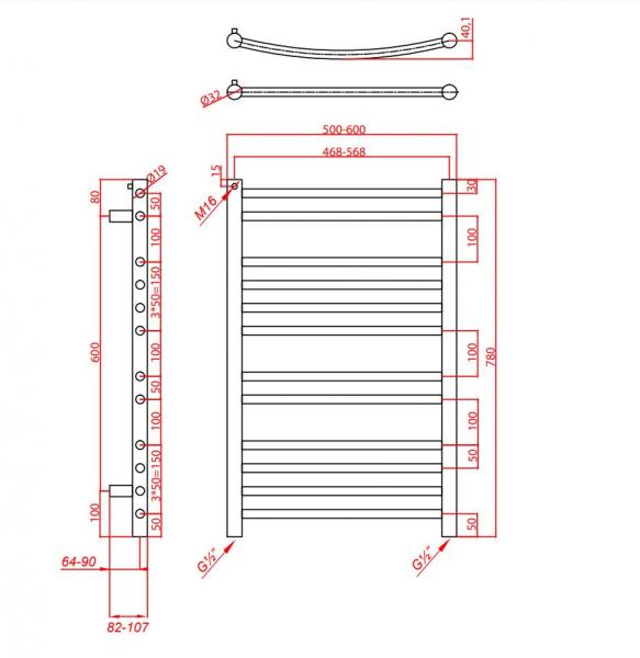 Kriss Apollo Plan h&aring;ndkl&aelig;det&oslash;rrer - 50x78 cm - Krom
