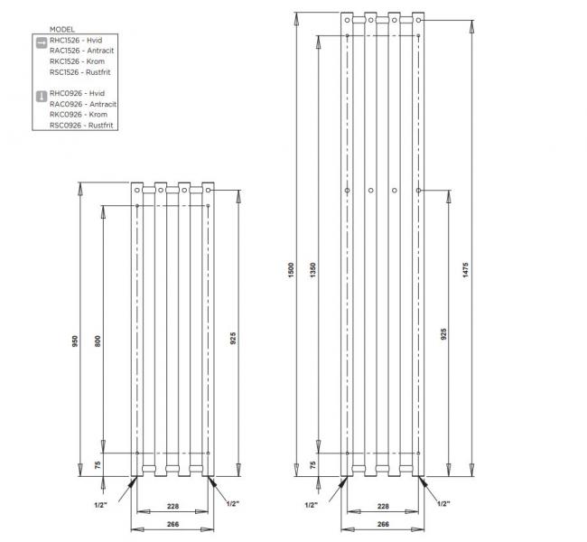Str&oslash;mberg Regus h&aring;ndkl&aelig;det&oslash;rrer - 26,6x150 cm - Mat sort