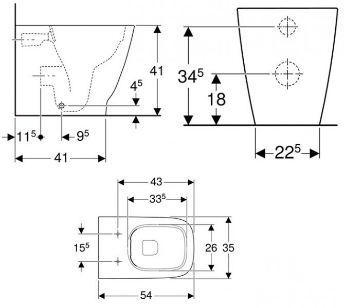 Geberit Smyle Square BTW rimfree gulvst&aring;ende toilet