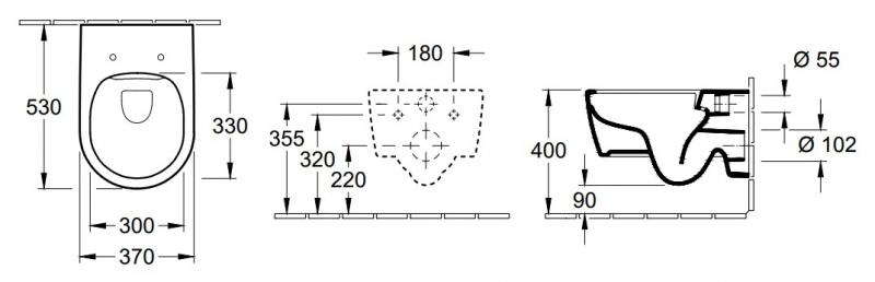 Villeroy & Boch Avento Rimless v&aelig;gh&aelig;ngt toilet inkl. s&aelig;de - Hvid