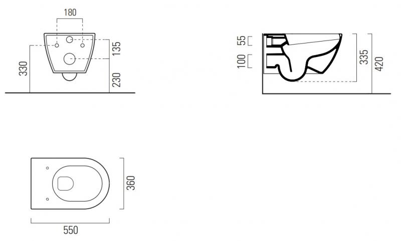 GSI Pura 55 v&aelig;gh&aelig;ngt toilet m/Extraglaze+