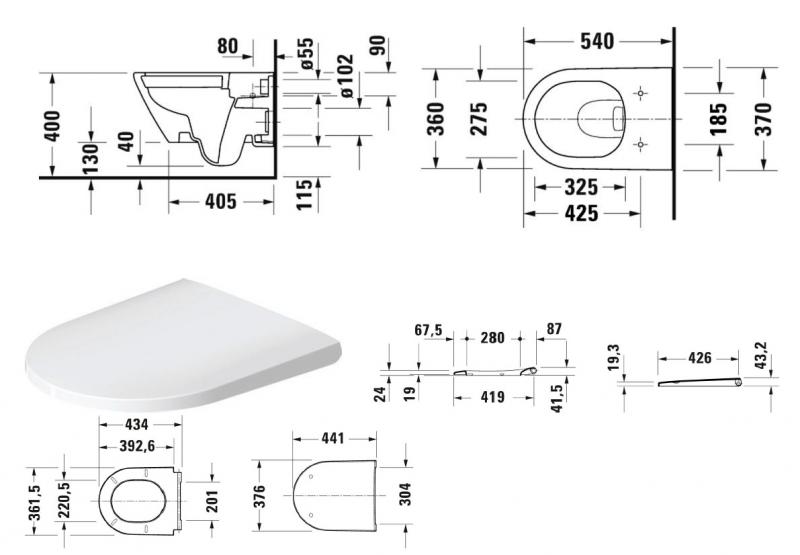 Duravit D-Neo Compact væghængt toilet m/softclose sæde Duravit D-Neo Compact væghængt toilet m/softclose sæde