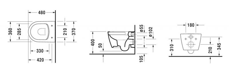 Duravit ME by Starck kompakt v&aelig;gh&aelig;ngt toilet m/Rimless og HygieneGlaze
