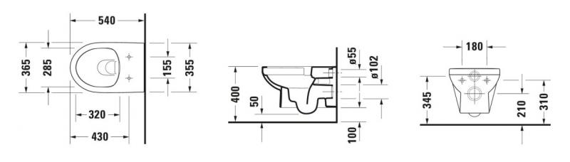Duravit No. 1 v&aelig;gh&aelig;ngt toilet Rimless