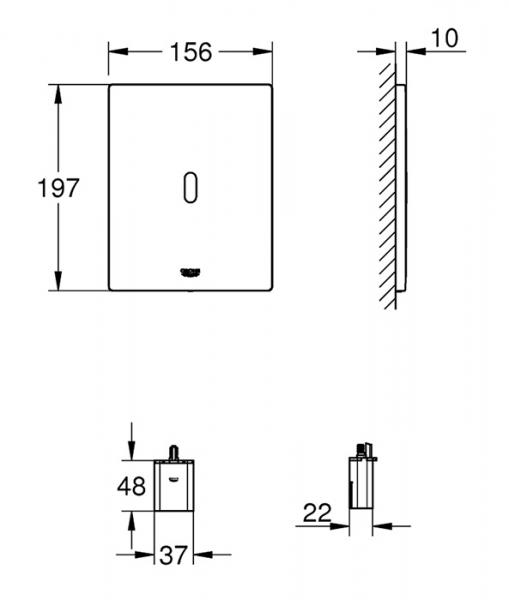 Grohe Tectron Bau E betjeningsplade m/batteri - Mat sort Grohe Tectron Bau E betjeningsplade m/batteri - Mat sort
