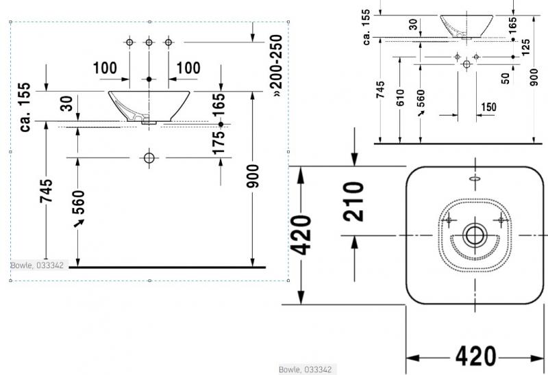 Duravit Me by Starck 42 fritst&aring;ende bowlevask - Uden hanehul - Med overl&oslash;b