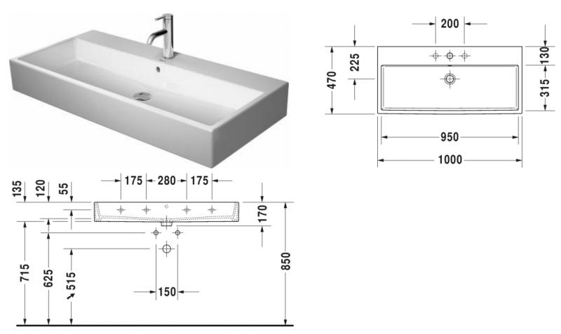 Duravit Vero Air 100 håndvask t/væg eller møbel - Uden hanehul Duravit Vero Air 100 håndvask t/væg eller møbel - Uden hanehul