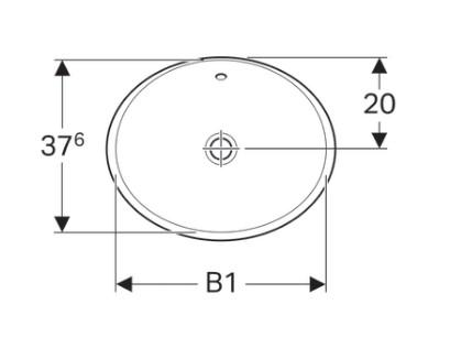 Geberit Variform 55 oval h&aring;ndvask t/nedf&aelig;ldning - Med overl&oslash;b