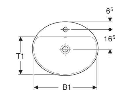 Geberit Variform 55 oval h&aring;ndvask t/nedf&aelig;ldning - 1 hanehul