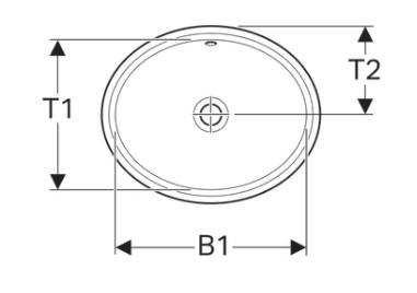 Geberit Variform 56 oval h&aring;ndvask t/underlimning - Med overl&oslash;b