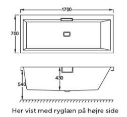 Strømberg Celsius badekar t/indbygning - 170 x 70 - Venstre - 1 ryglæn Strømberg Celsius badekar t/indbygning - 170 x 70 - Venstre - 1 ryglæn
