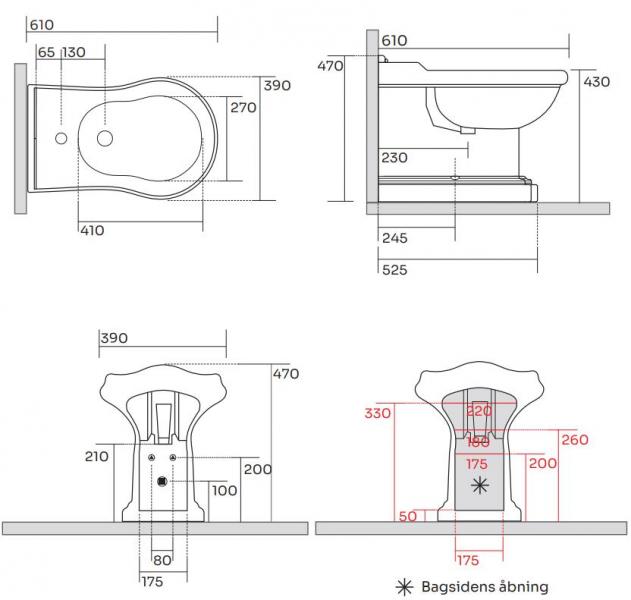 Lavabo Retro gulvstående BTW bidet - Hvid Lavabo Retro gulvstående BTW bidet - Hvid