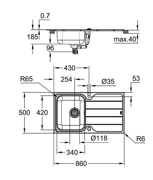 Grohe K500 k&oslash;kkenvask inkl. Minta k&oslash;kkenarmatur